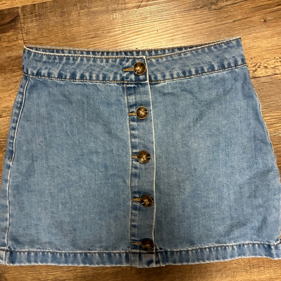 Forever 21 Blue Denim Skirt Button Down Skirt Size Small - Picture 5 of 6